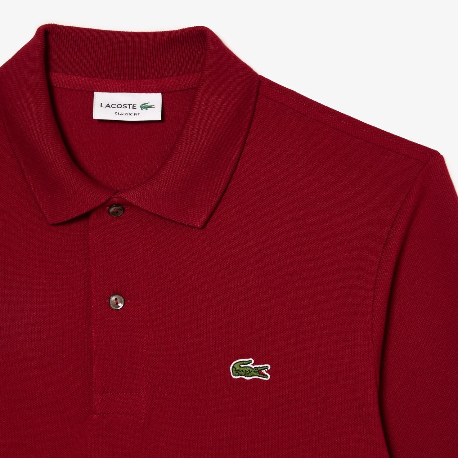 Официальная поло-рубашка Lacoste Original Fit с длинным рукавом, модель L1312, бордо — фото 3