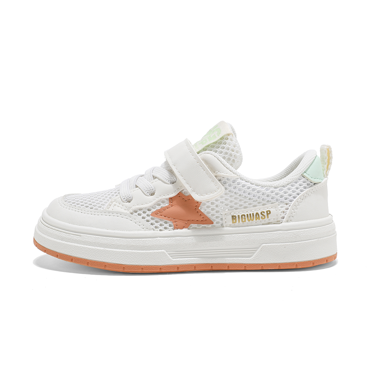 

Противоскользящие, дышащие, легкие, амортизирующие низкие детские кроссовки для скейтбординга BIG WASP, бежевый/оранжевый