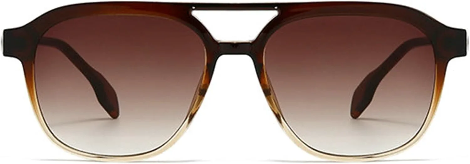 

Солнцезащитные очки Willochra Trendy Double Bridge Pilot для женщин и мужчин, квадратной формы, в стиле ретро 70-х, с градиентным переходом цвета, UV400, C2