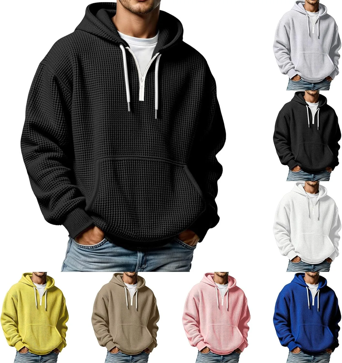 

Мужская рубашка Casual Waffle с капюшоном и карманом TRCELECTROP