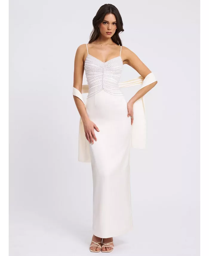 

Женское платье-футляр Karmen с жемчужным топом и шарфом Miss Circle, белый