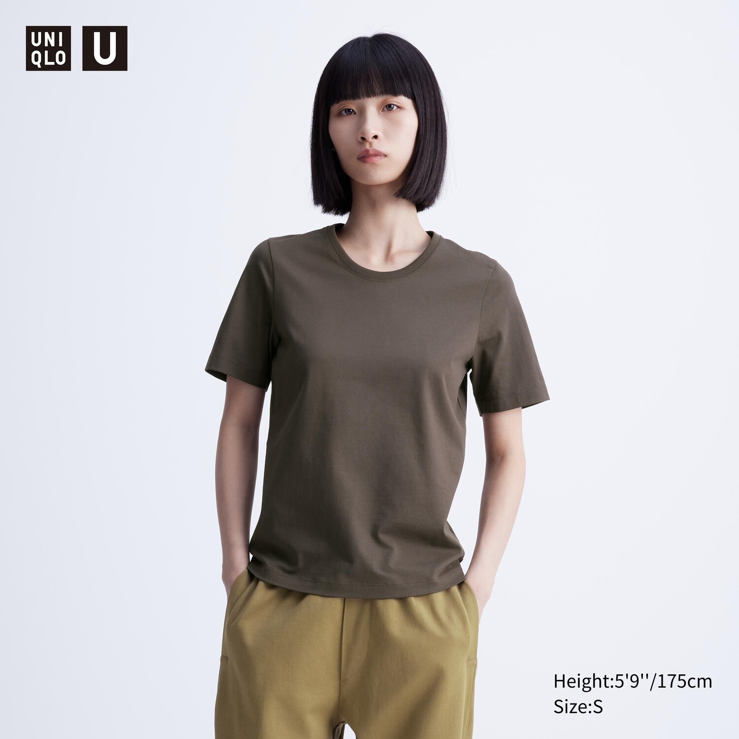 

Футболка с круглым вырезом из 100% хлопка Supima UNIQLO, темно-коричневый