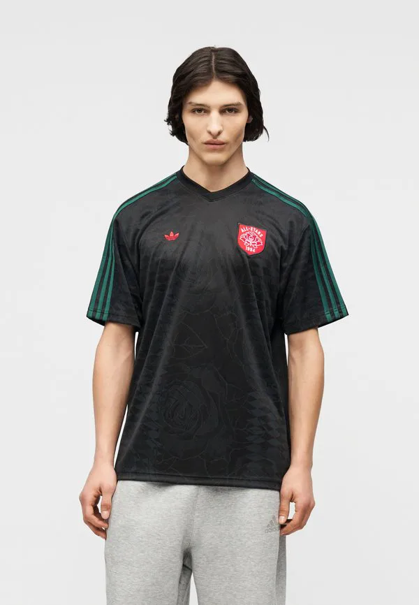 Футболка с принтом роз Adidas Originals, Black Collegiate Green