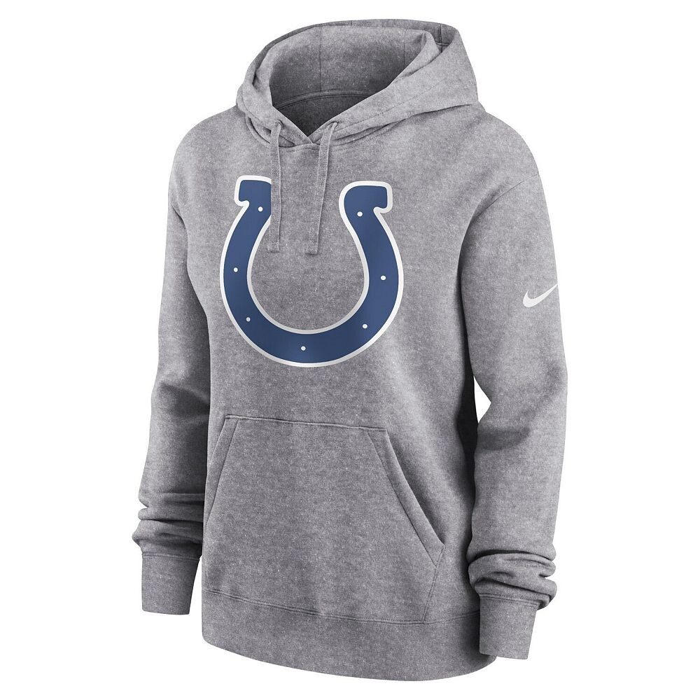 Женский флисовый пуловер с капюшоном Nike Heather Grey Indianapolis Colts Team Logo Club, цвет Clt Grey — фото 3