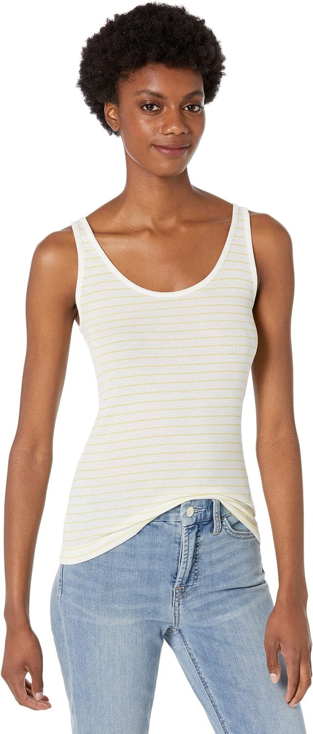 

Топ Vince Striped Scoop Neck Tank, цвет Off-White/Sun Glare
