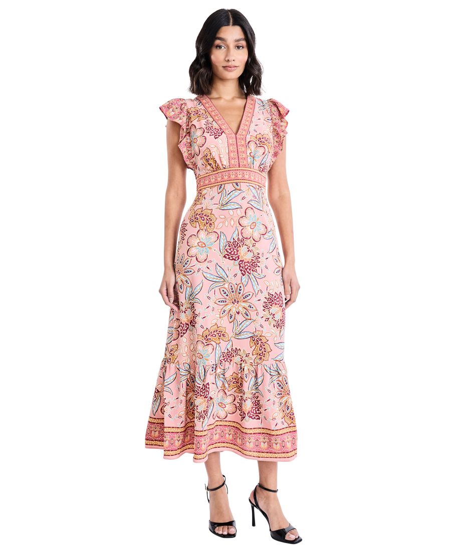 

Женское платье с V-образным вырезом и рукавами-крылышками Donna Morgan, Blush/Pink