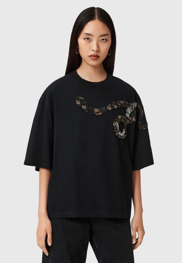 

Футболка с принтом ouros amelie Allsaints, Black, Черный, Футболка с принтом ouros amelie Allsaints, Black