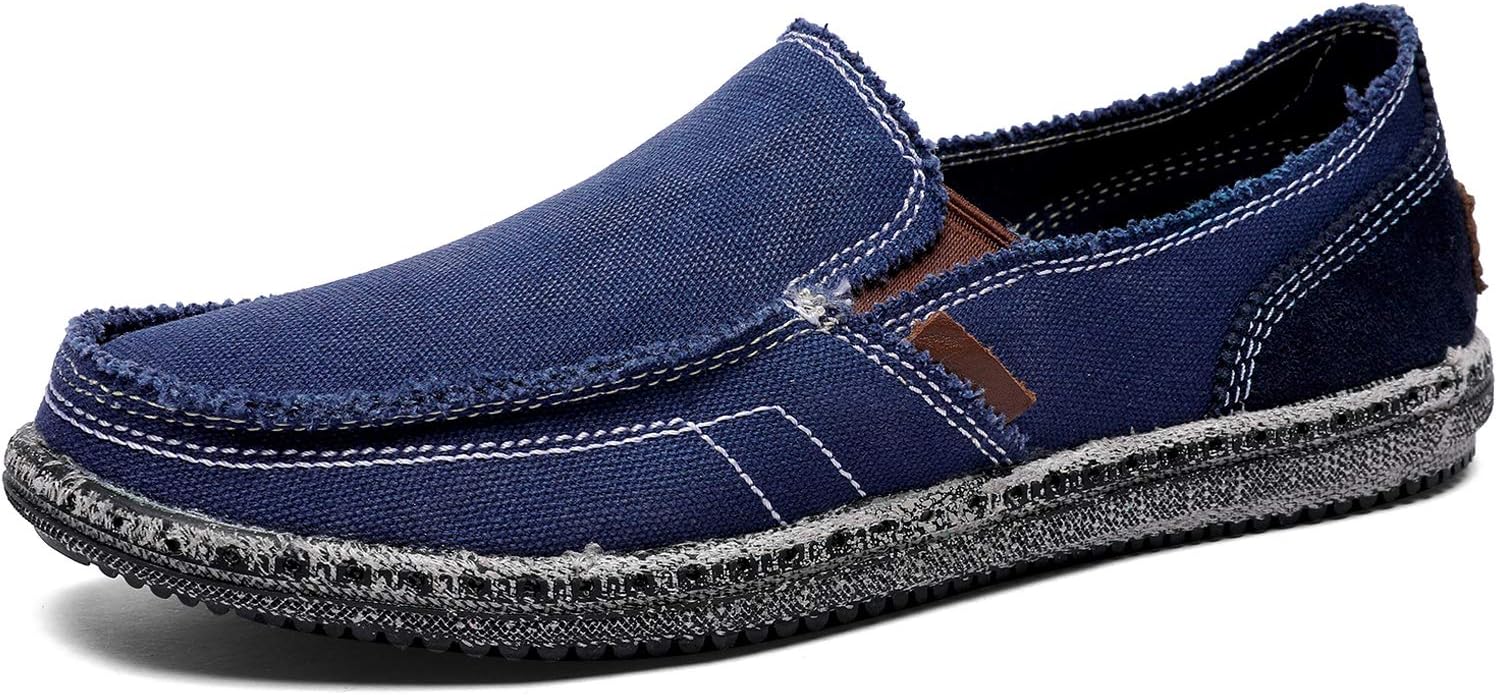 

Мужские повседневные тканевые туфли CASMAG, слипоны из холста, удобные винтажные лоферы на плоской подошве, синий