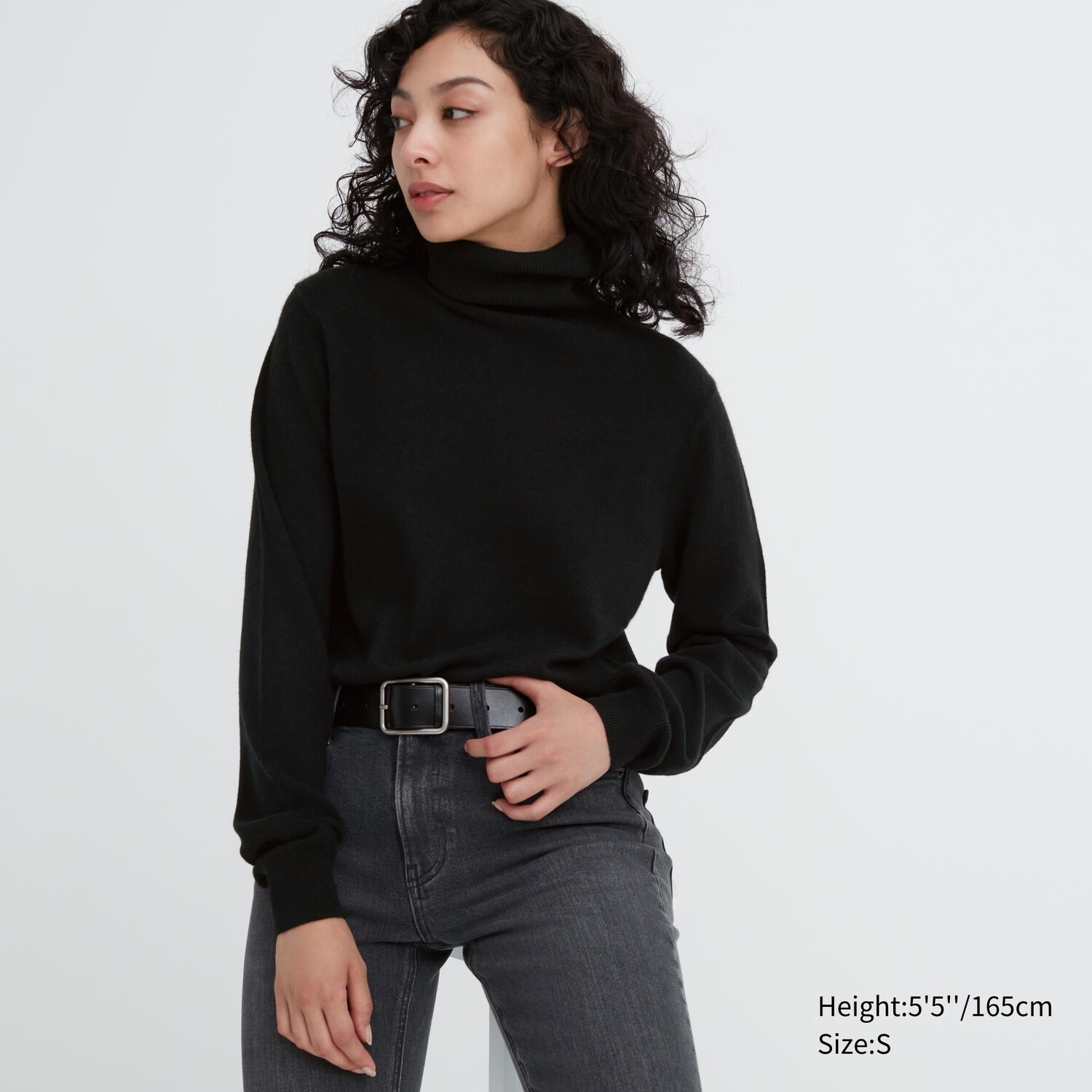 

Кашемировый джемпер с высоким воротом Uniqlo, черный
