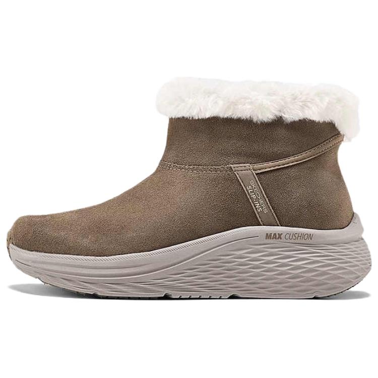 Зимние ботинки женские Skechers Max Cushioning замшевые на толстой подошве, умбра