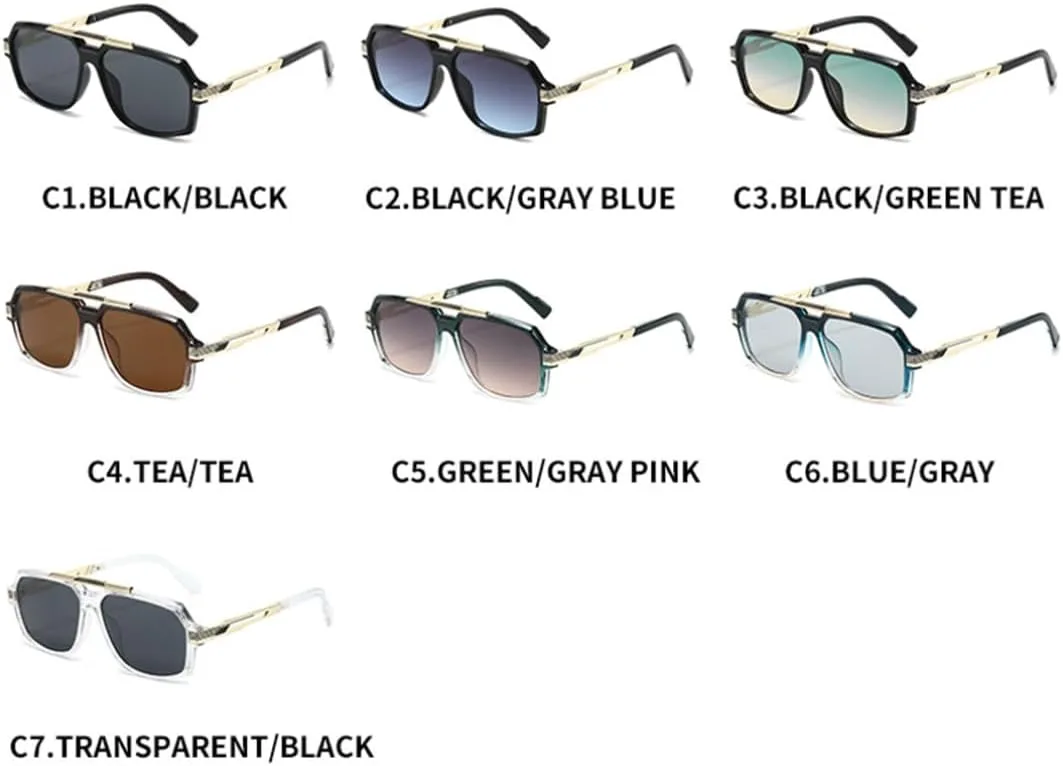 

Ретро-солнцезащитные очки с двойной перемычкой для женщин, модные трендовые очки с синим градиентом, солнцезащитные очки UV400 для мужчин SZVVBKK, Black Gray Blue