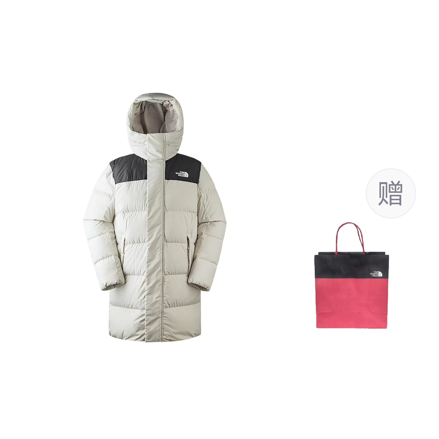 

Пуховик мужской серый с подарочным пакетом The North Face