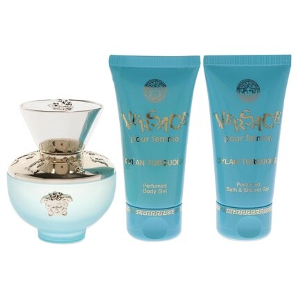 Versace Dylan Turquoise 1.7Oz Edt Spray, Perfumed Body Gel, Bath And Shower Gel Women 3 Pc Gift Set — фото 2