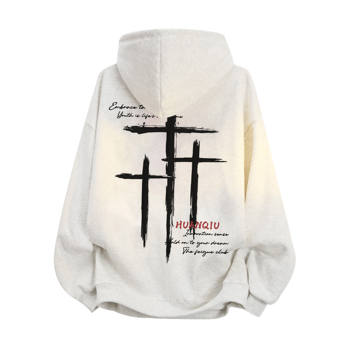 

Толстовка Unisex Hooded Moderate Heavyweight HUANQIU, белый heather серый