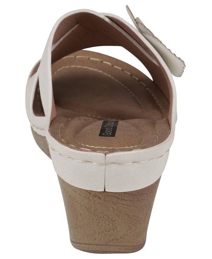 Женские босоножки Selly на танкетке с цветочным принтом GC Shoes, белый — фото 3