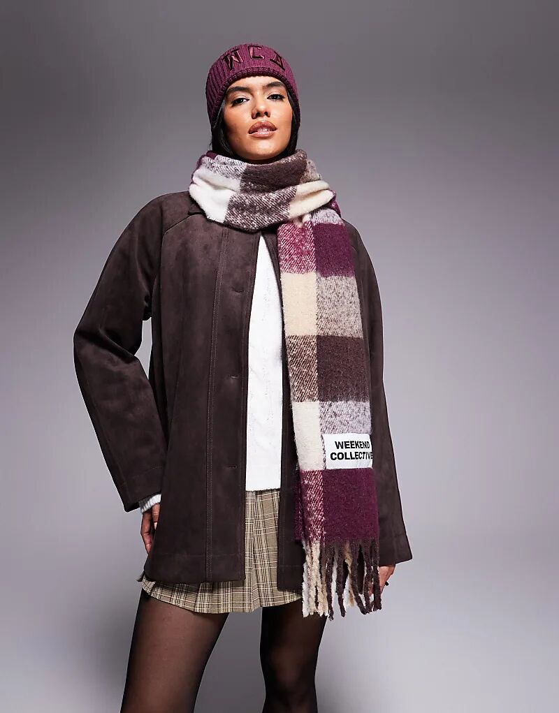 

Шарф Weekend Collective с клетчатым рисунком сливового цвета