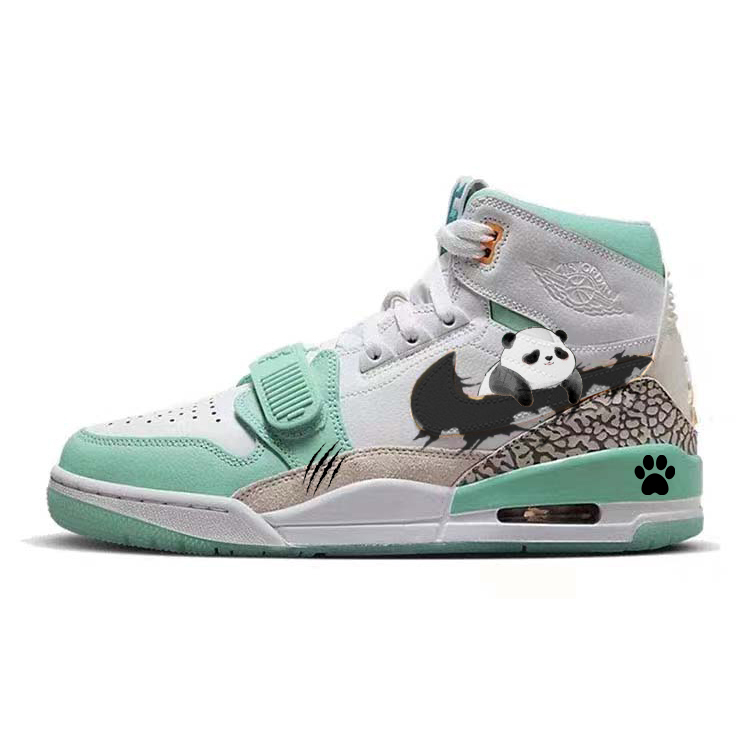 

Jordan Баскетбольные кроссовки Legacy 312 Paw Panda Tarepanda с высоким берцем, износостойкие и нескользящие, мужские, цвет белый-зеленый