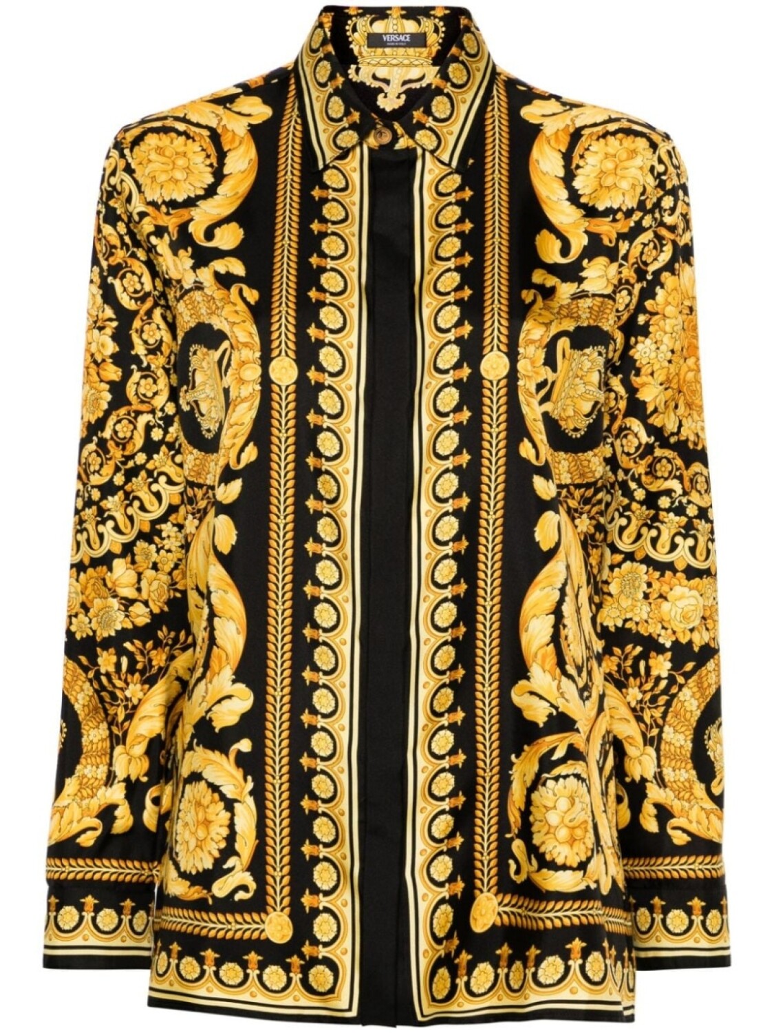 

Versace шелковая рубашка Heritage с принтом Barocco, черный