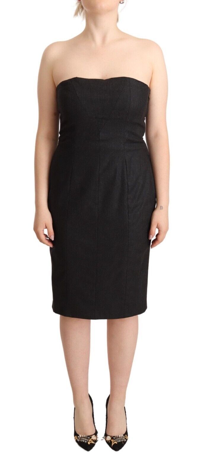 

Элегантное коктейльное платье-футляр без бретелек Just Cavalli, черный