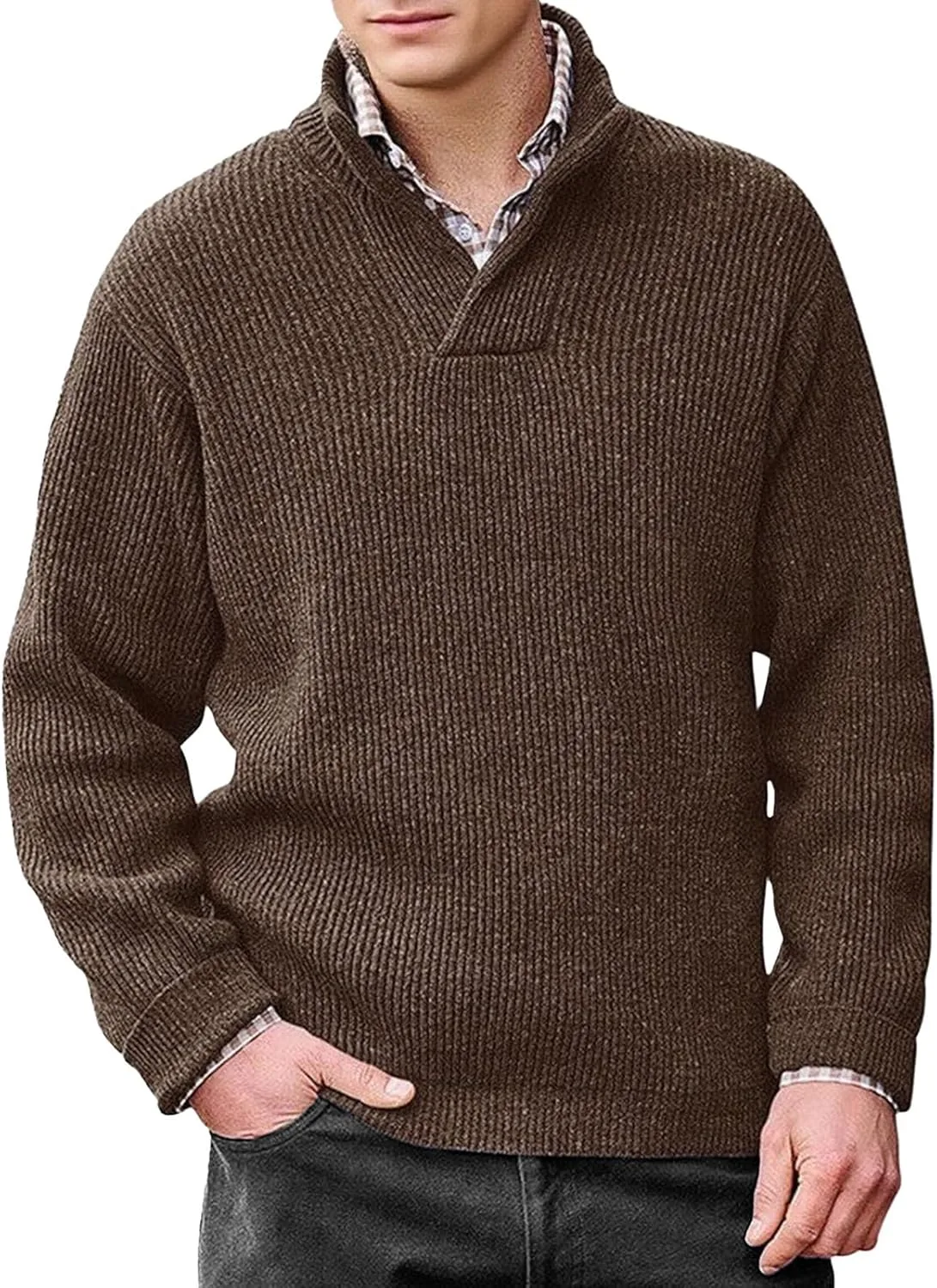 Мужской свитер с воротником шаль и вязаной текстурой Slim Fit