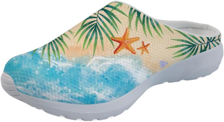 

Кроссовки Forchrinse Native Indian Aztec Hippie Mandala для мужчин, прогулочные мулы; женские слипоны, садовые сабо, тапочки с открытой пяткой, обувь для дома и ухода, Hawaiian Starfish Palm Beach