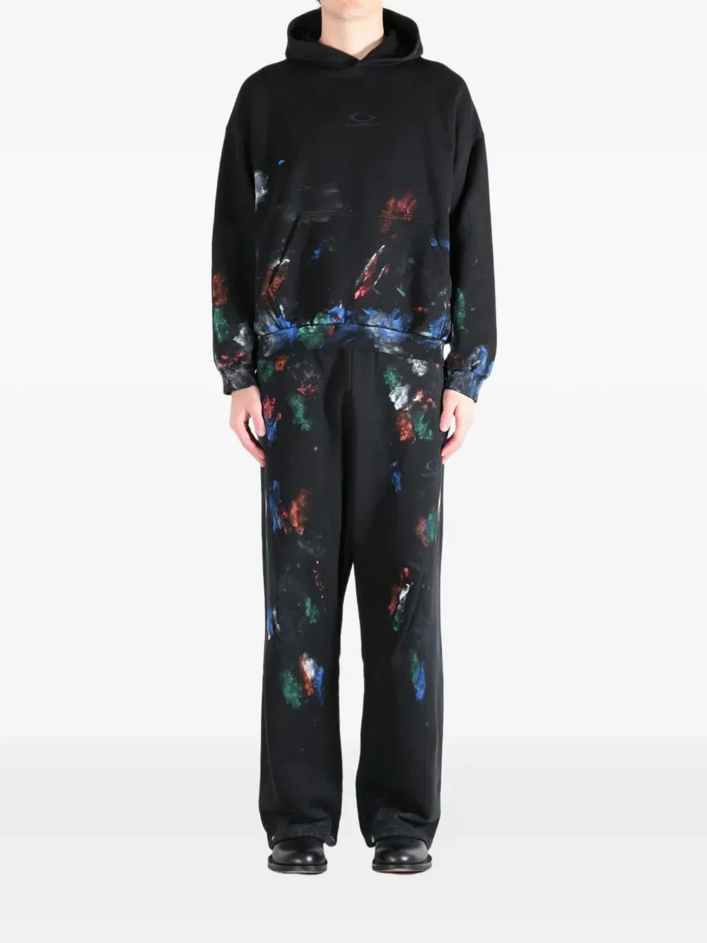 Худи с вышитым логотипом Paint-Splatter Balenciaga, черный — фото 2