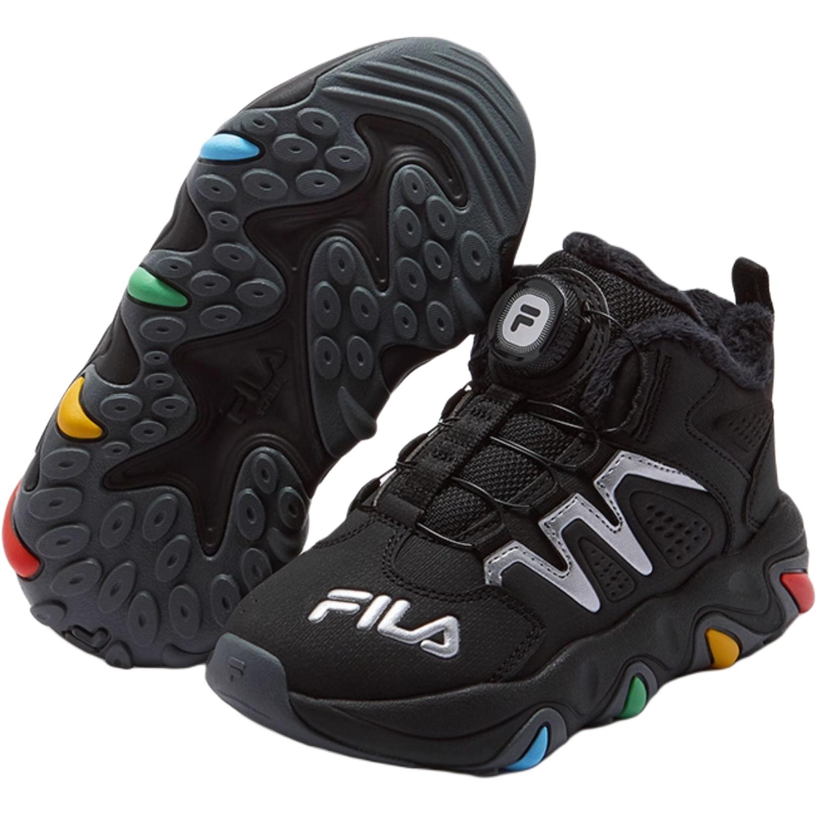 Сезонные FSlip устойчивые к скольжению высокие повседневные ботинки kids' FILA KIDS, черно-белый — фото 4
