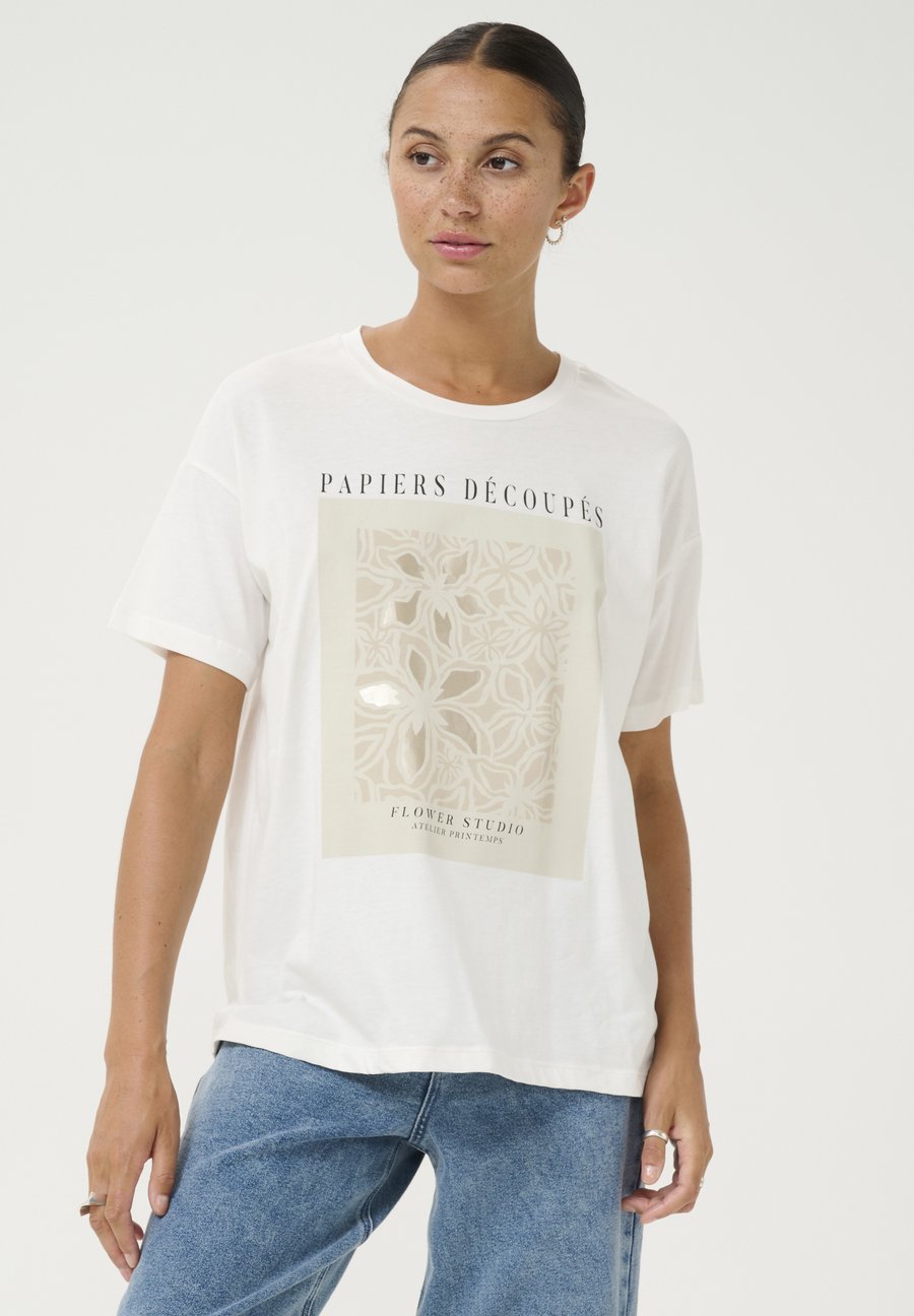 

Футболка Kaffe Print T-shirt, Chalk/Off-White, Белый, Футболка Kaffe Print T-shirt, Chalk/Off-White