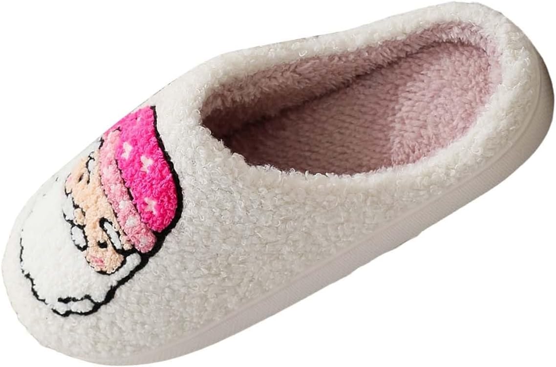 

Рождественские тапочки для женщин и мужчин, праздничные домашние мягкие тапочки с флисовой подкладкой, теплые и уютные зимние тапочки-слипон Generic, розовый