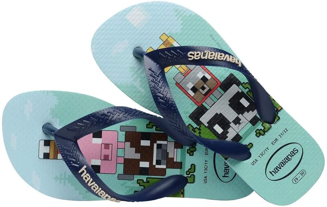 Детские вьетнамки Havaianas Minecraft для мальчиков с разделителем для пальцев, лаванда — фото 2