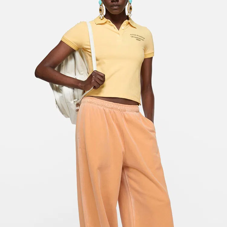 Поло женское тепло-желтое с воротником поло прямого кроя Acne Studios, Warm Yellow — фото 4