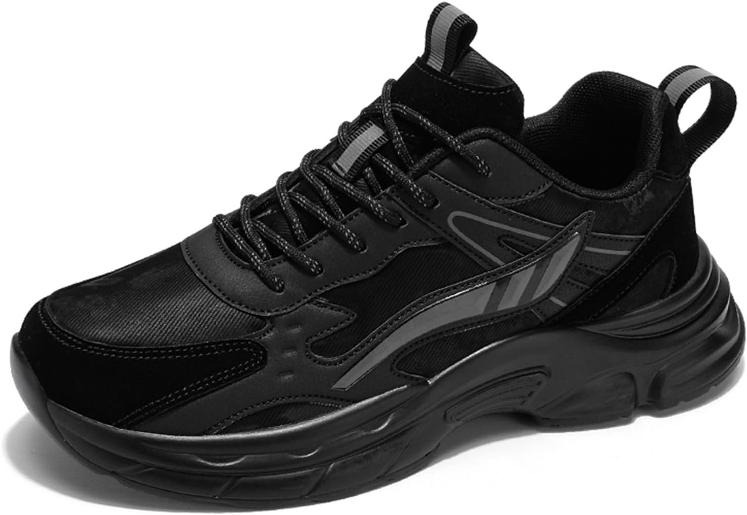 

Мужские спортивные кроссовки повседневного стиля с толстой подошвой, подходящие для тенниса, прогулок и бега Generic, черный