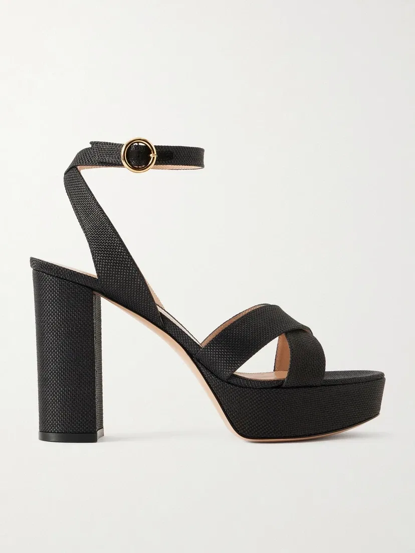 Босоножки на платформе Sabrina Haiti 70 raffia Gianvito Rossi, черный