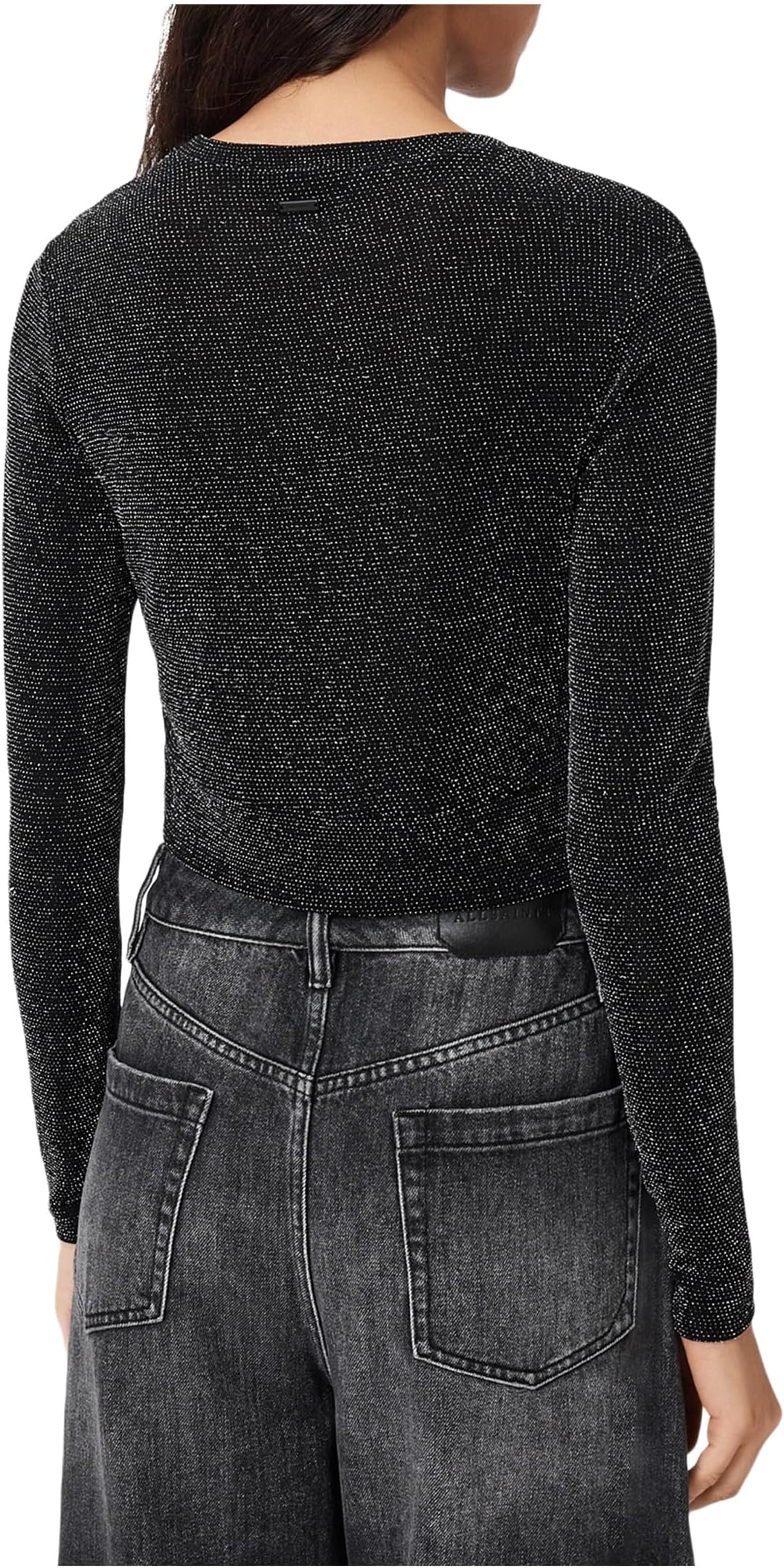 Женская футболка Skylar с длинным рукавом AllSaints, Silver/Black — фото 2