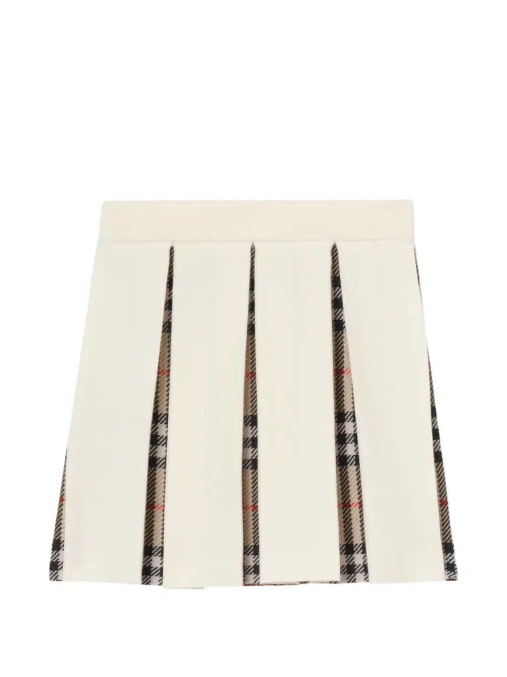 Плиссированная клетчатая юбка из шерстяной смеси Burberry Kids, нейтральный — фото 2