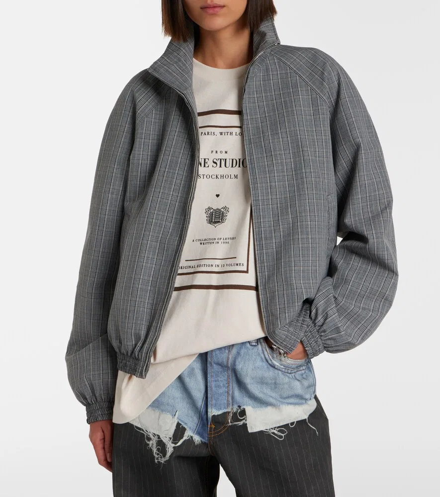 Клетчатая техническая куртка Acne Studios, серый — фото 2