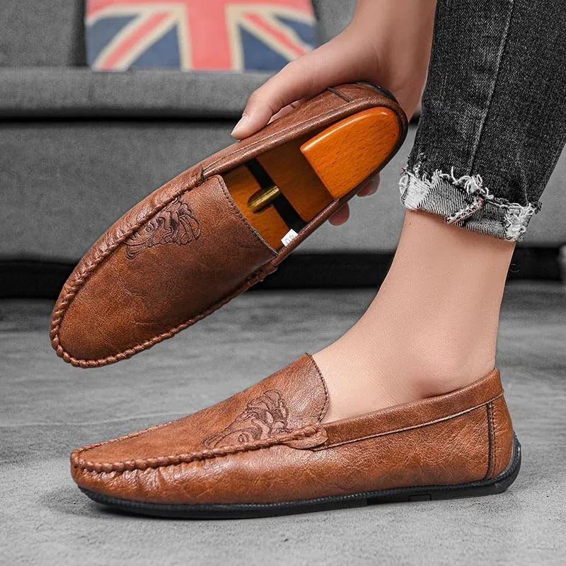 Мужские лоферы с цветочным узором, Vegan Leather, Brown PUGHGAETZF — фото 2