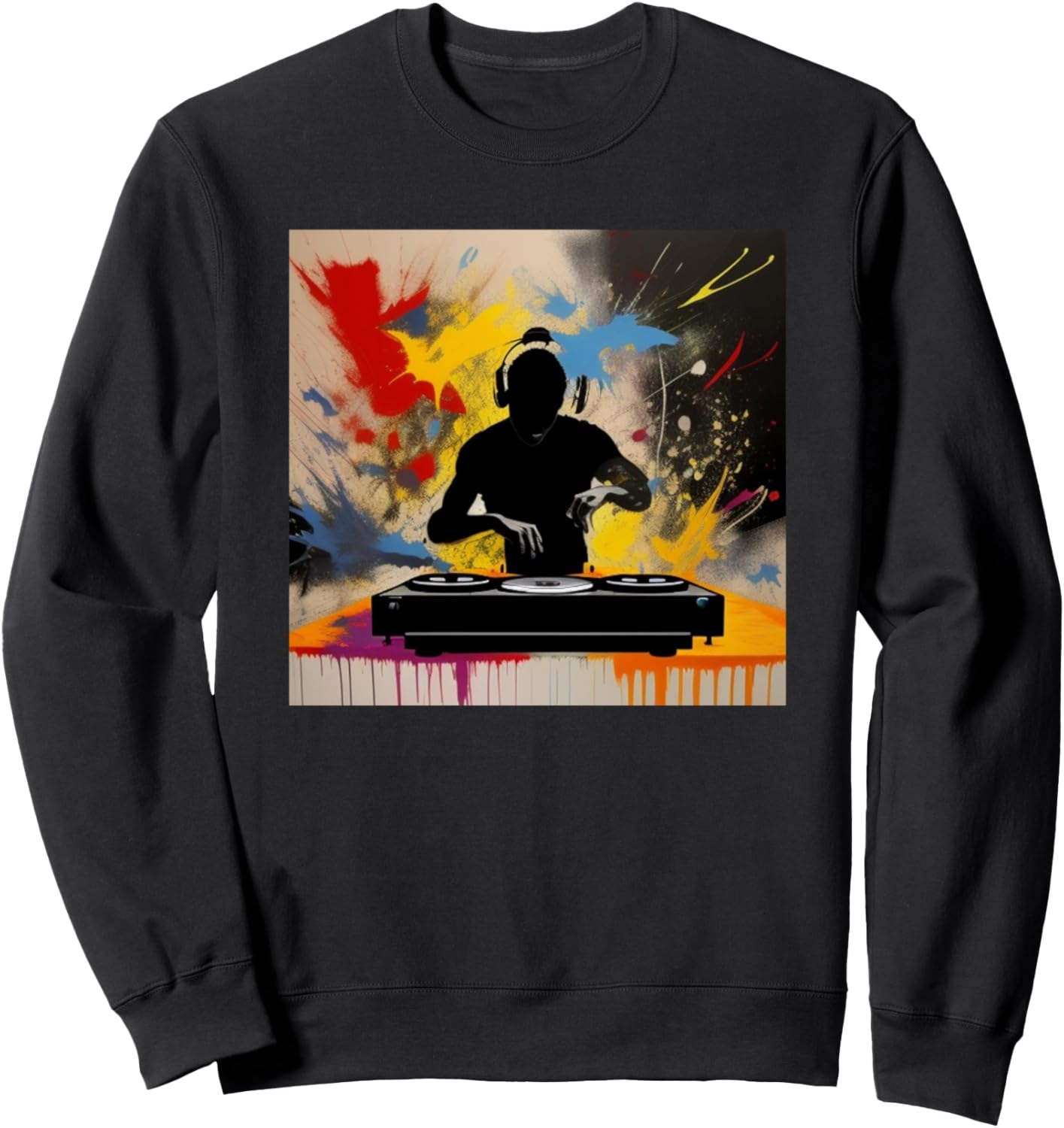 

Силуэт диджея, диджей, красочный проигрыватель, музыка, музыкант, толстовка Dj Turntable Discjockey Men - Women Kids Boys Gift, черный
