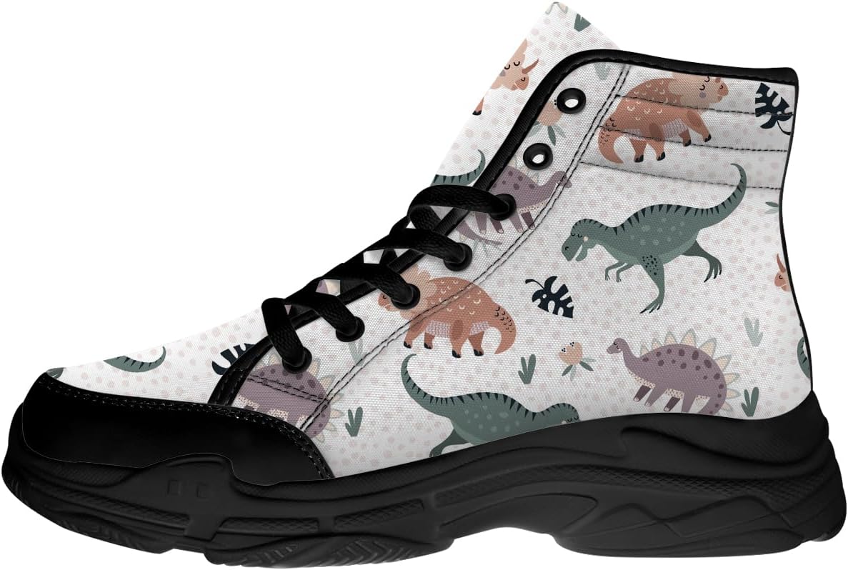 

Мужские и женские высокие кеды с динозавром, тканевые туфли на шнуровке с платформой, подарки для него и нее Generic, зеленый/коричневый