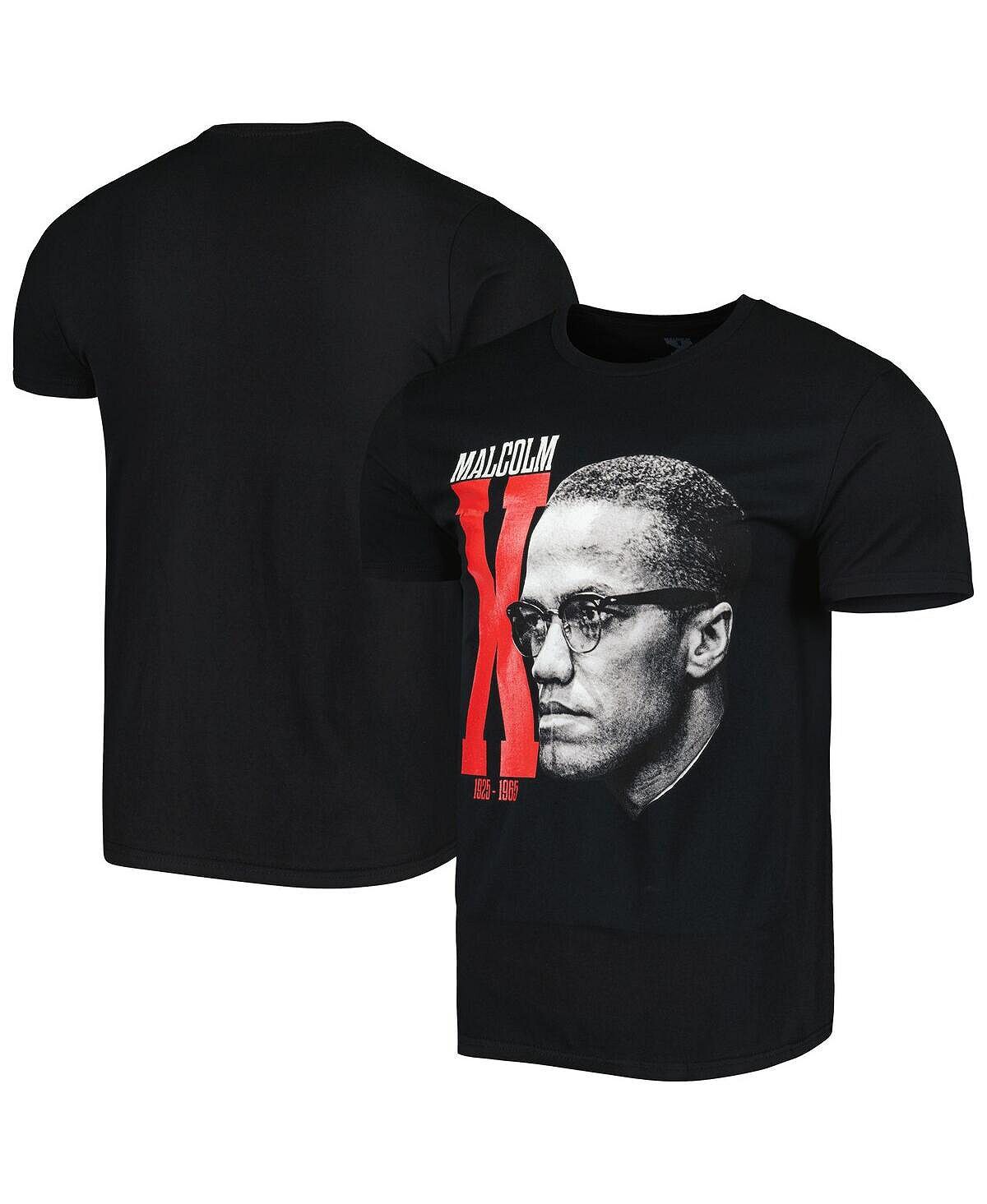 

Мужская и женская черная футболка с рисунком Malcolm X Philcos, Черный, Мужская и женская черная футболка с рисунком Malcolm X Philcos