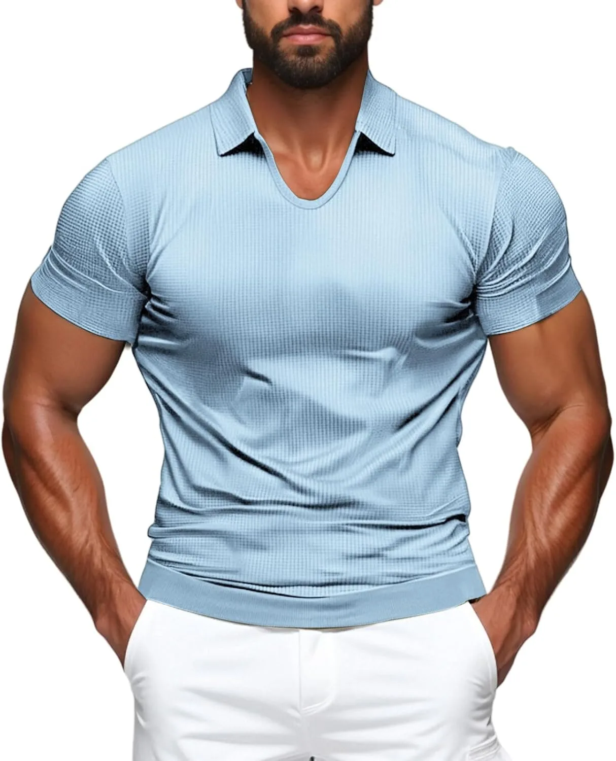 

Мужская поло Waffle Ribbed с коротким рукавом evzosrz