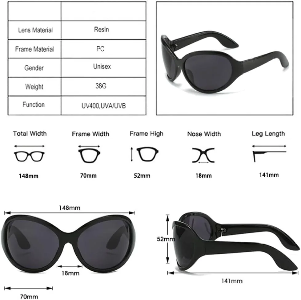 

Винтажные солнцезащитные очки большого размера 2027 года для женщин в стиле панк, спортивные, модные, овальные, с защитой от УФ-излучения UV400 MTZJH, Purple Purple