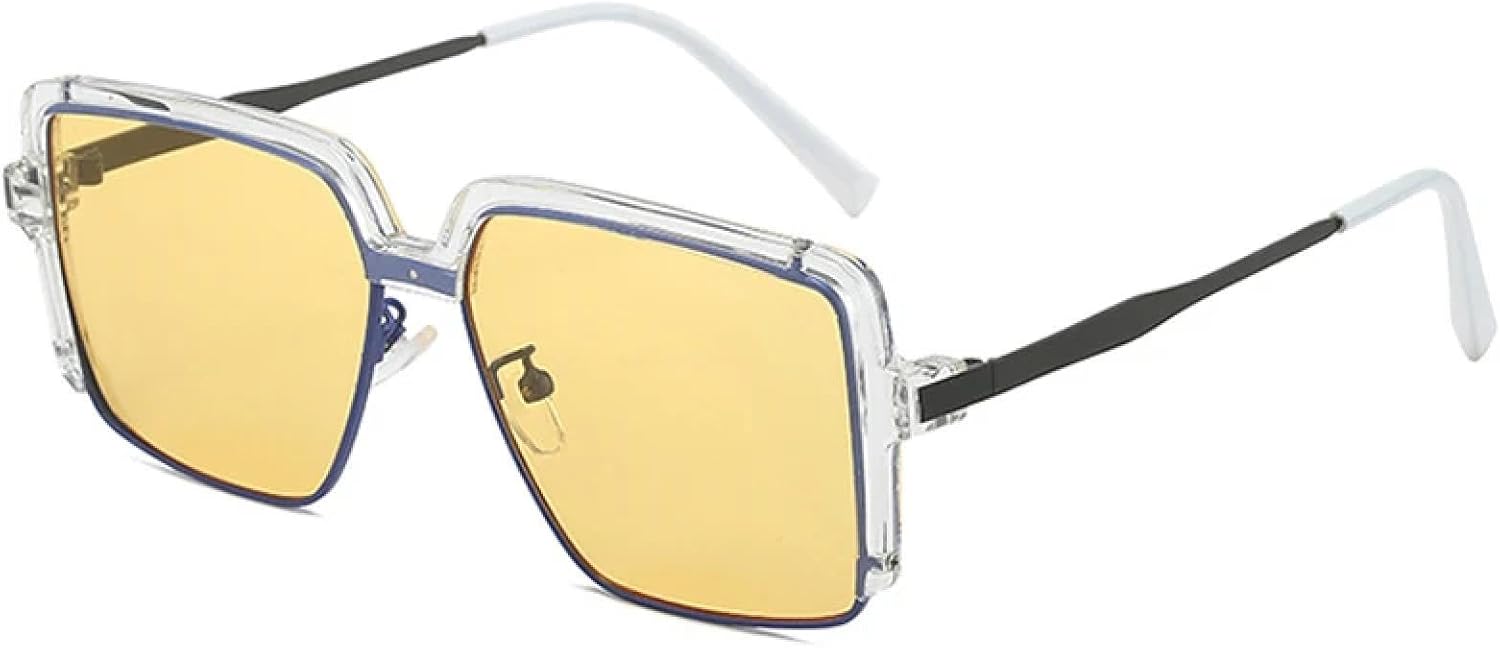 

Классические солнцезащитные очки в крупной оправе для женщин и мужчин, модные, металлические, для активного отдыха, спорта, вождения, с защитой от УФ-излучения UV400 TKKTLLT, Black Yellow