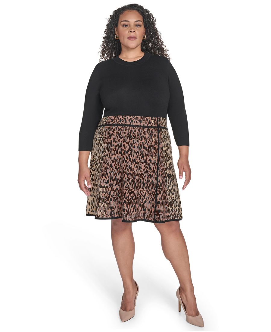 

Короткое платье А-силуэта, двойной фасон, больших размеров Eliza J, Animal