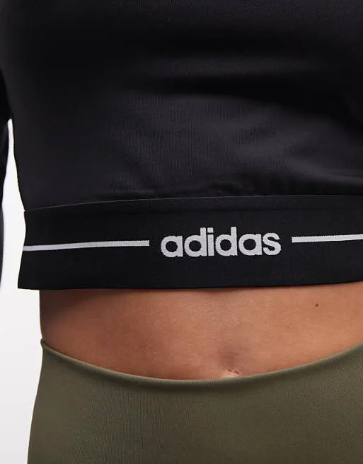 Черная футболка с длинными рукавами adidas Training Hyperglam Linear — фото 3