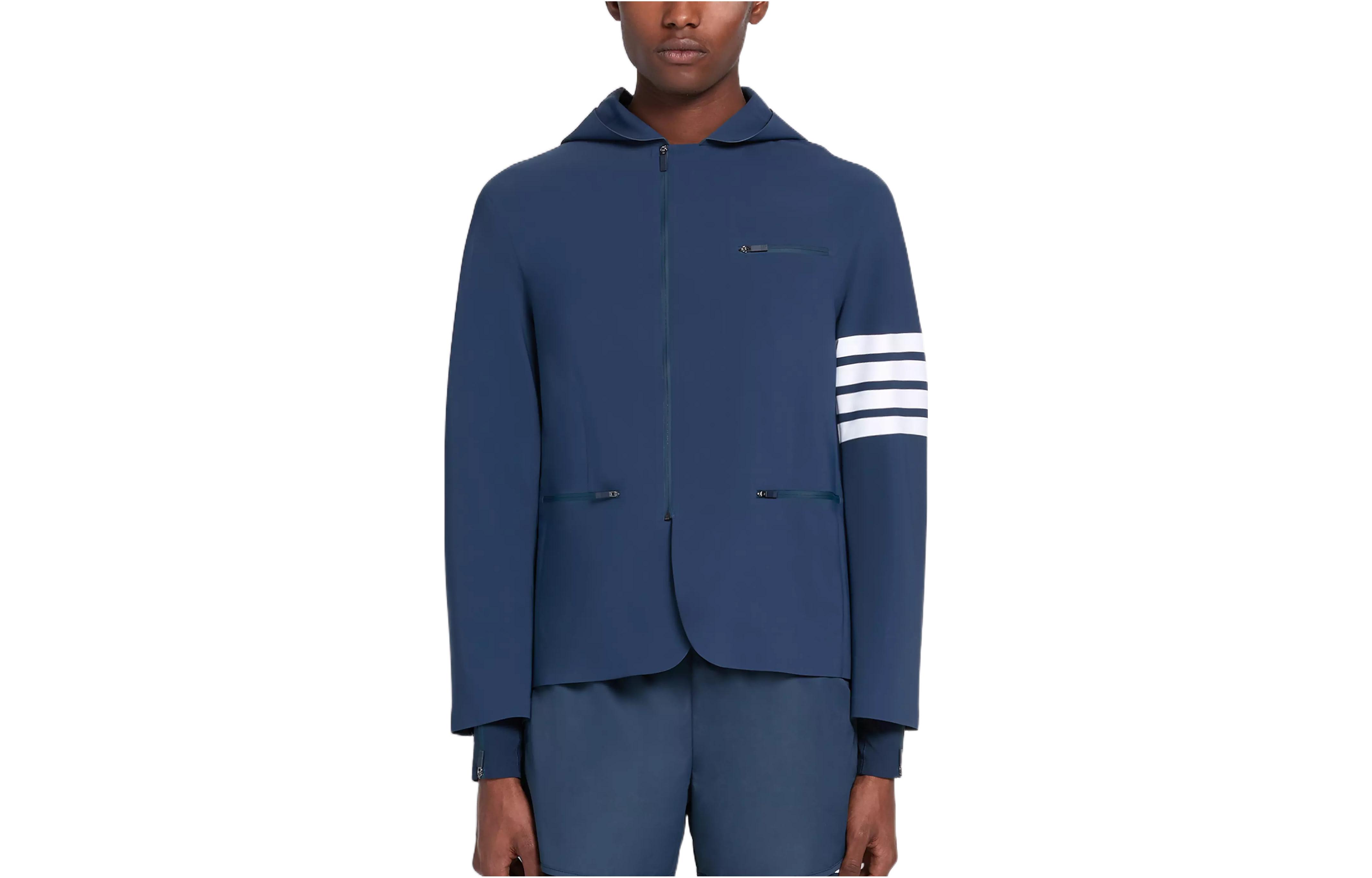 

THOM BROWNE Лёгкая технологичная куртка с капюшоном 4 Bar, Blue