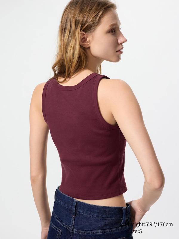 Укороченный рифленый бра-топ Uniqlo, 18 wine — фото 3