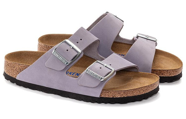 Тапочки arizona soft footbed nubuk leather narrow fit 'purple fog' Birkenstock, фиолетовый — фото 3