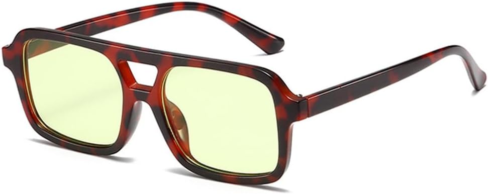 

Модные солнцезащитные очки с двойной перемычкой, квадратной формы, прозрачные линзы с градиентом, стильные мужские солнцезащитные очки UV400 WNCKSQ, Leopard Light Green