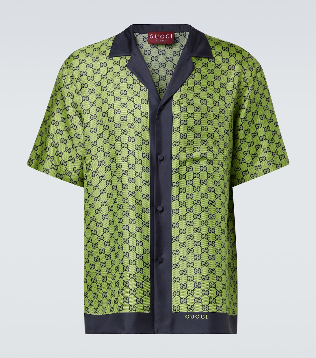 

GG рубашка из шелка с принтом Gucci, Blue/Green/Mc